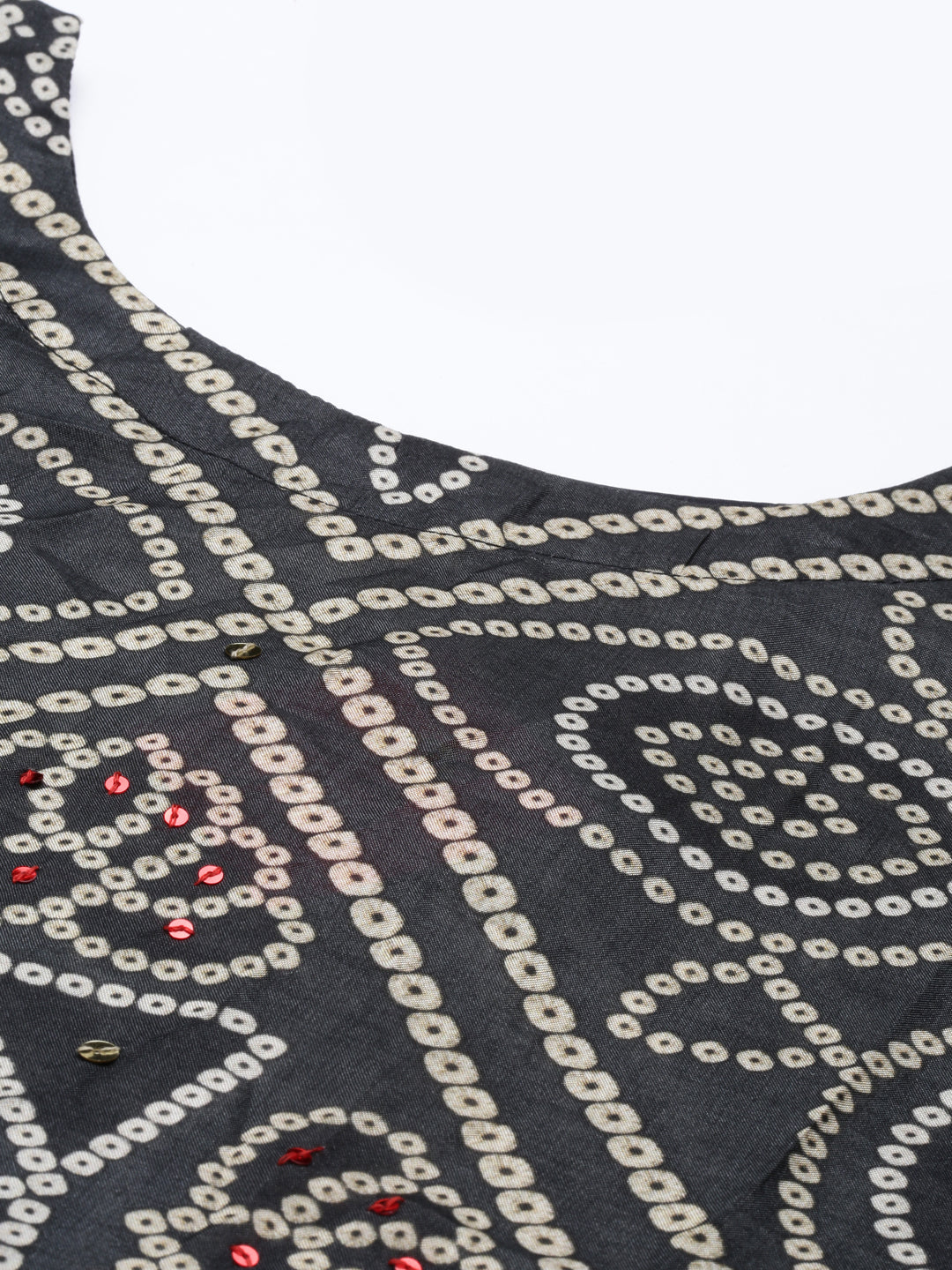 Neerus Green rayon printed kaftan dress - detail view 4