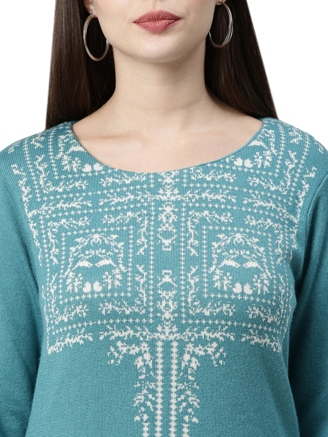Neerus Blue cotton woven ethnic kurti - detail view 1