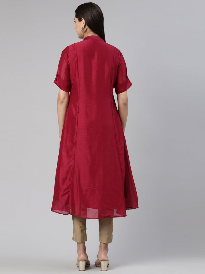 Neerus Purple crepe embellished anarkali kurta - side view
