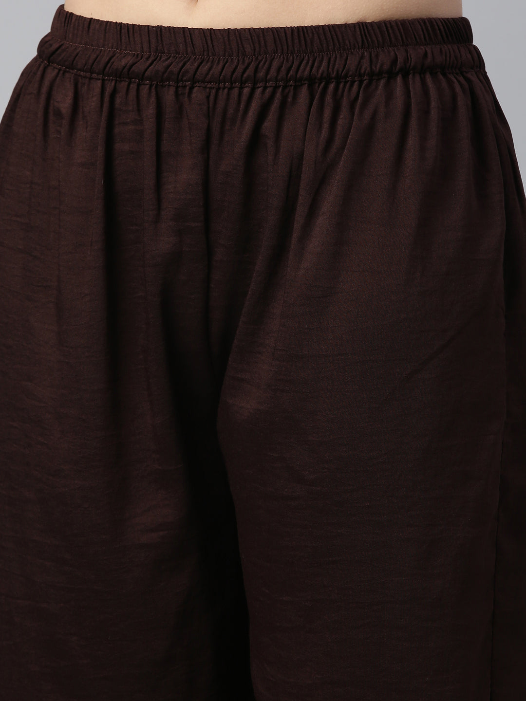 Neerus Brown silk printed panelled kurta set - detail view 4