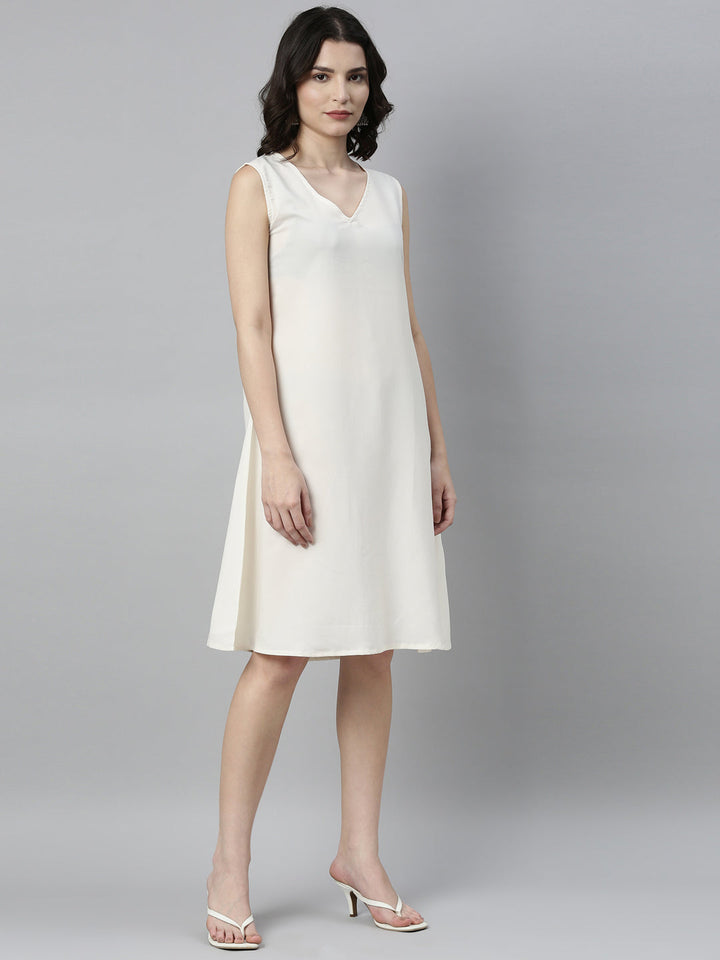 Neerus Beige satin solid kurti - detail view 1