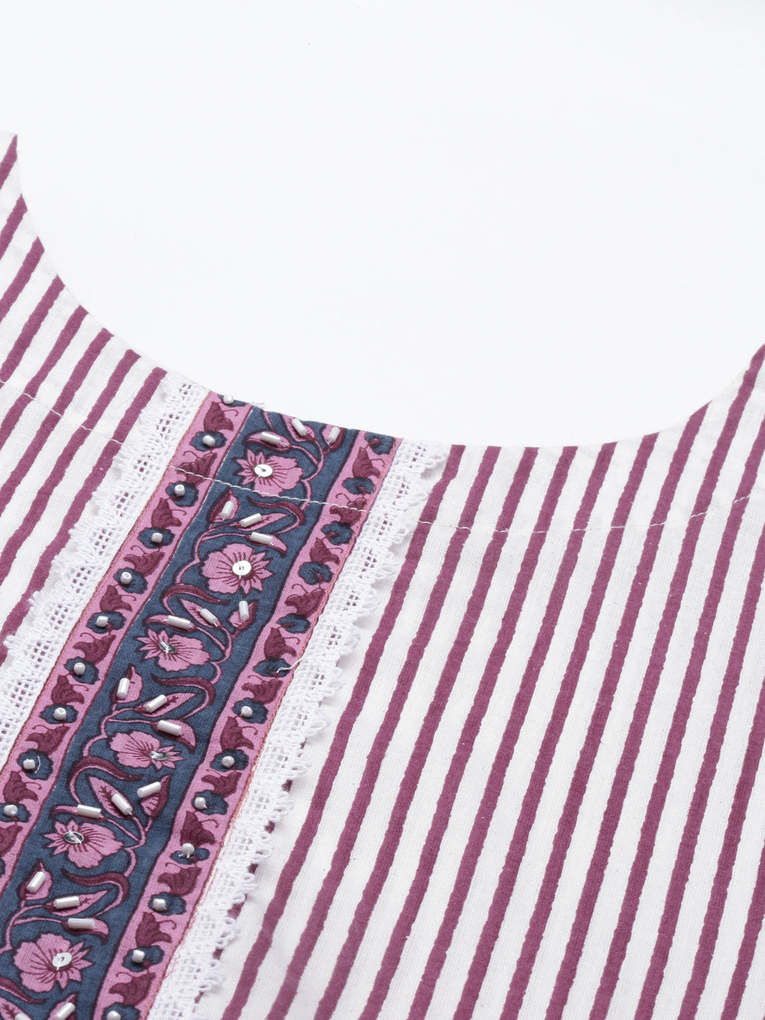 Neerus White cotton straight kurta for women - detail view 5