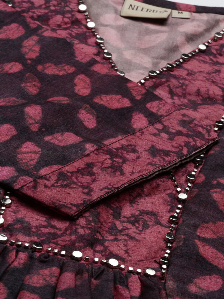 Neerus Pink cotton printed suit set - detail view 5