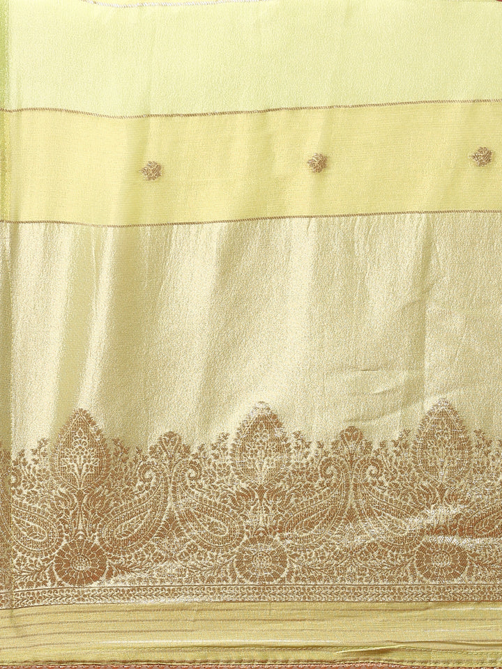 Pista Green Tissue Hand Embroidered three Piece suit set