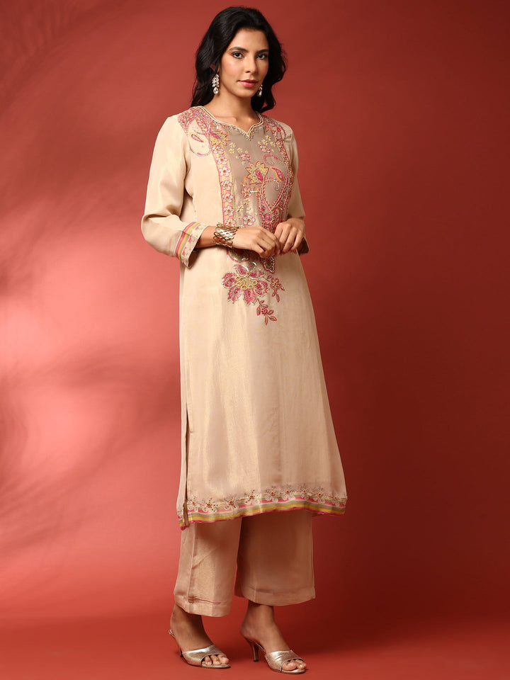 Neerus Gold tissue embellished suit set - back view
