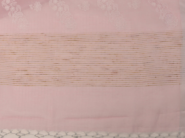 Neerus Pink tissue woven saree - side view