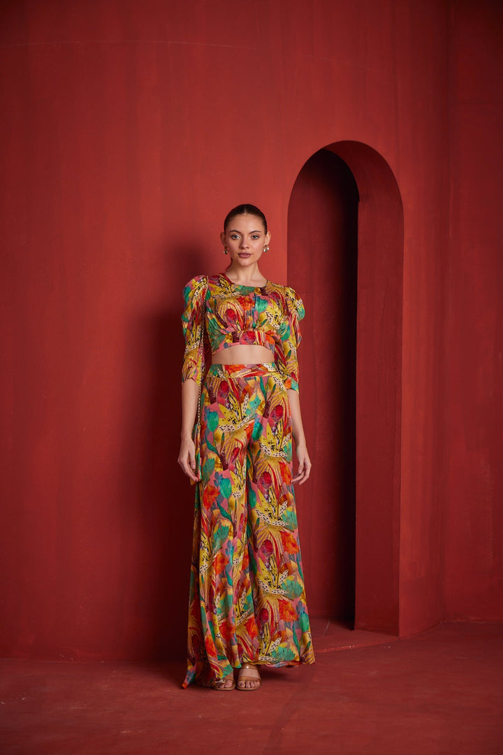 Neerus Yellow Crepe Co-Ord Set - detail view 1