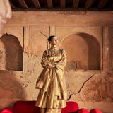 Neerus Gold Embroidery Work Tissue Fabric Anarkali and Palazzo With Dupatta