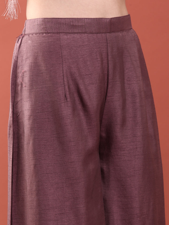 Lavender Banaras Silk Anarkali Set