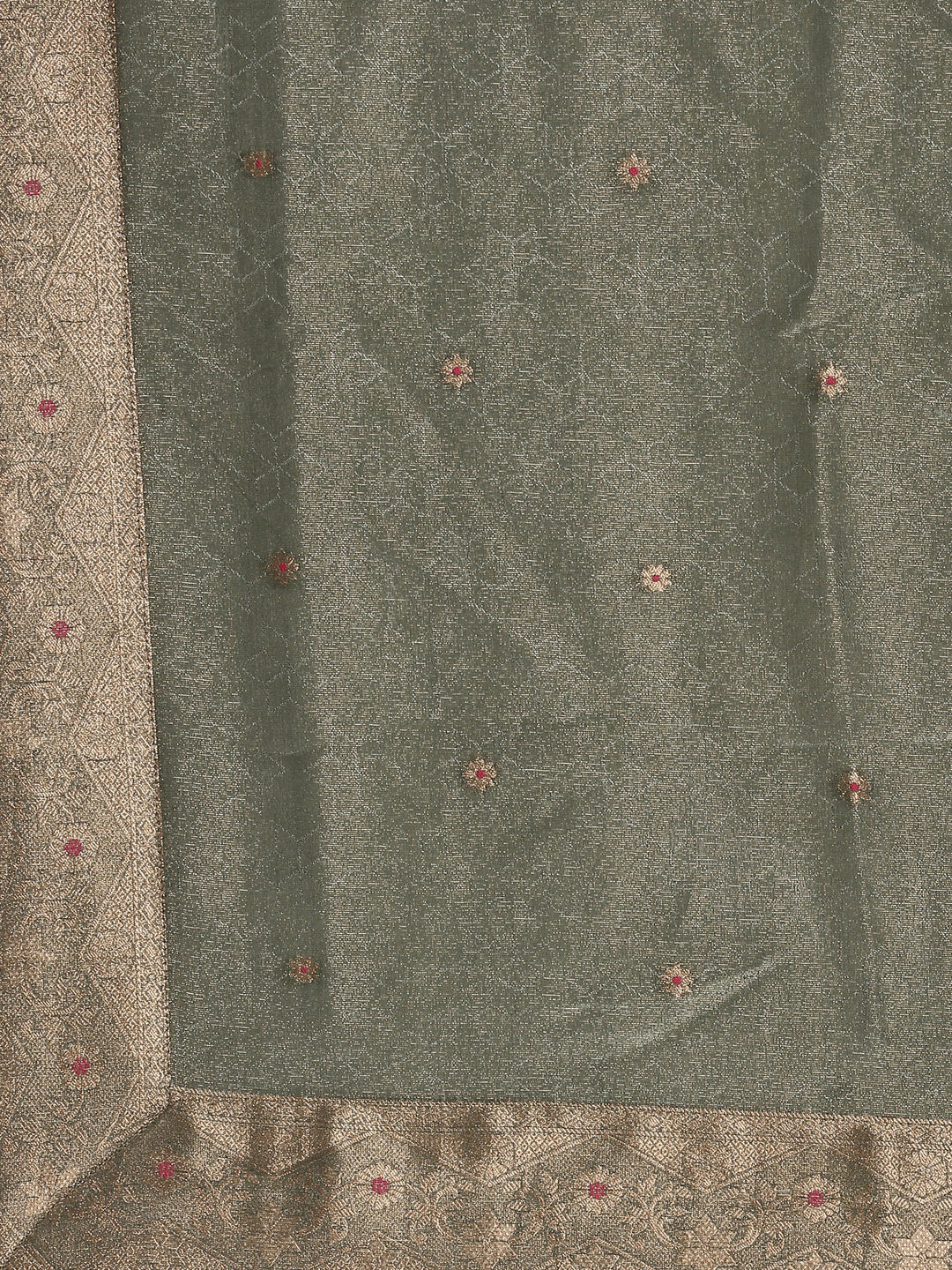 Neerus Green Banarasi woven Anarkali suit set - detail view 5
