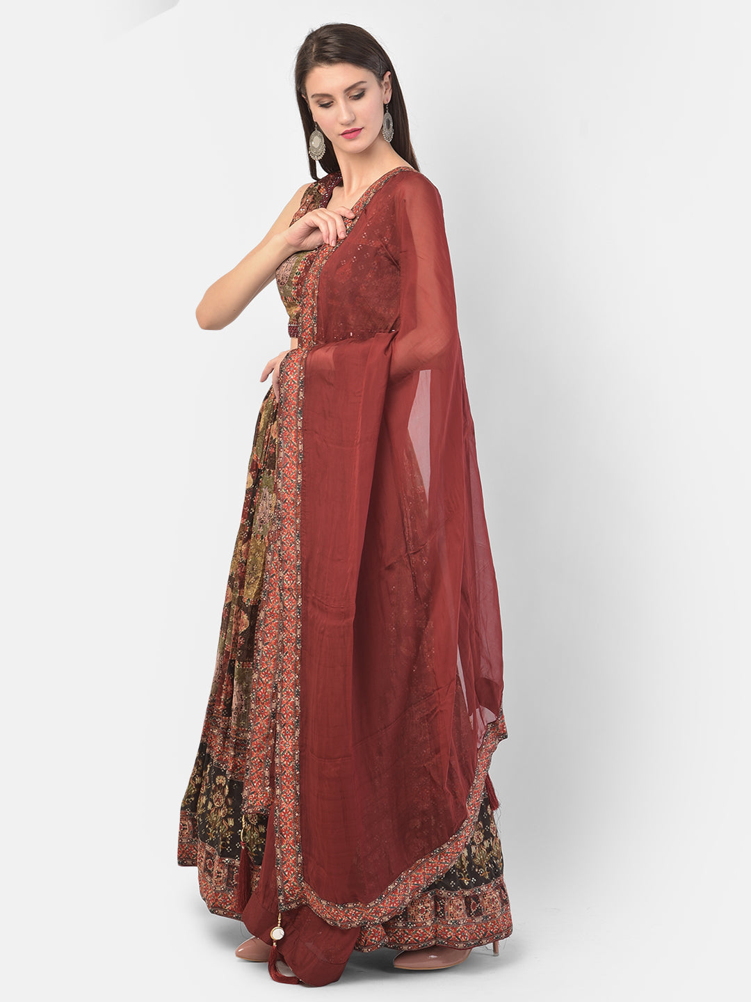 Neerus Multi silk printed lehenga set - back view