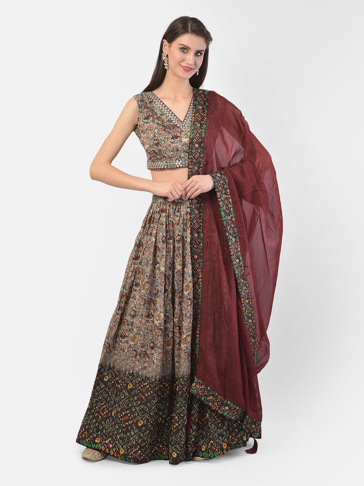 Neerus Grey silk embellished lehenga set - detail view 3
