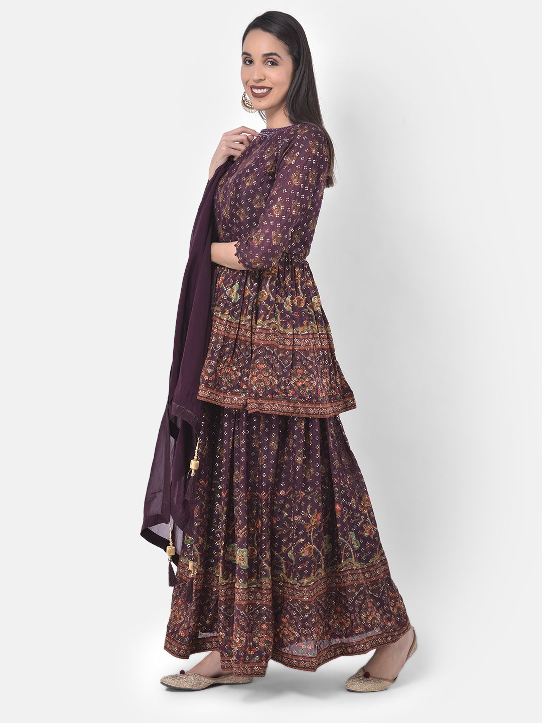 Neerus Green embellished flared lehenga set - side view