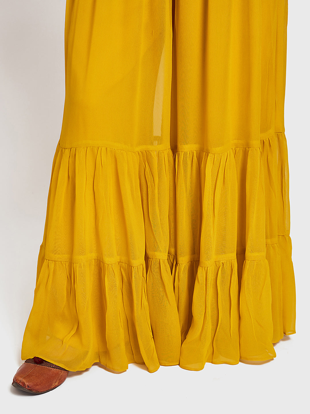 Neerus Yellow georgette anarkali suit set - detail view 2