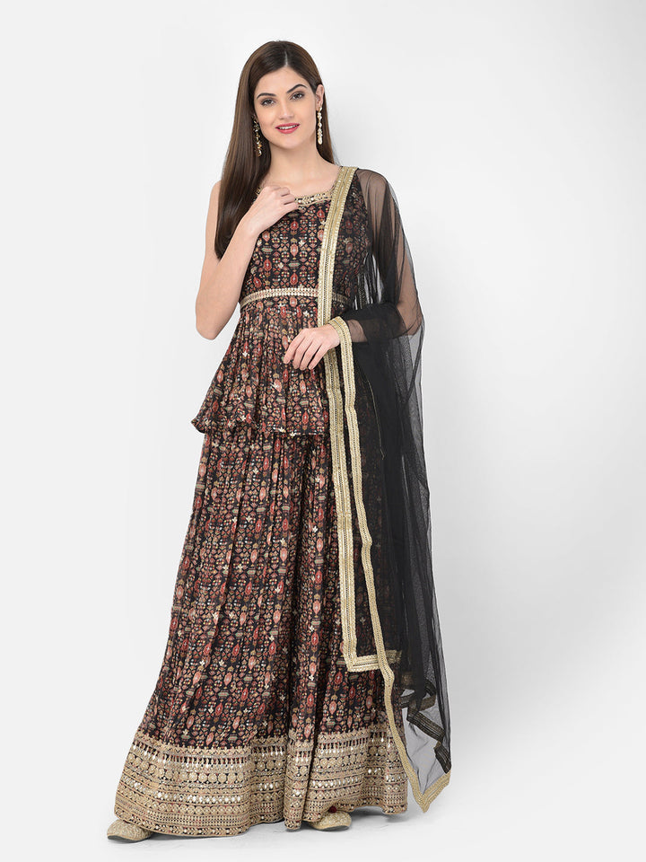 Neerus Multi georgette printed lehenga choli set - front view