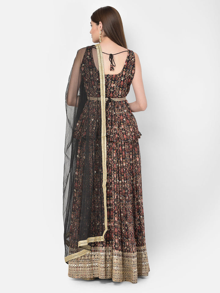 Neerus Multi georgette printed lehenga choli set - detail view 2