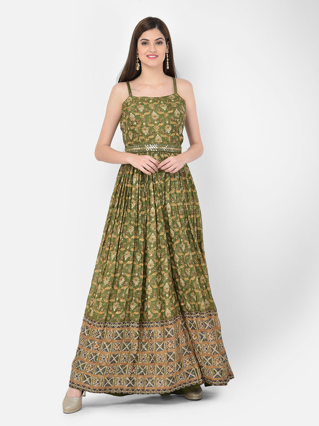 Neerus Multi georgette printed gown - detail view 5
