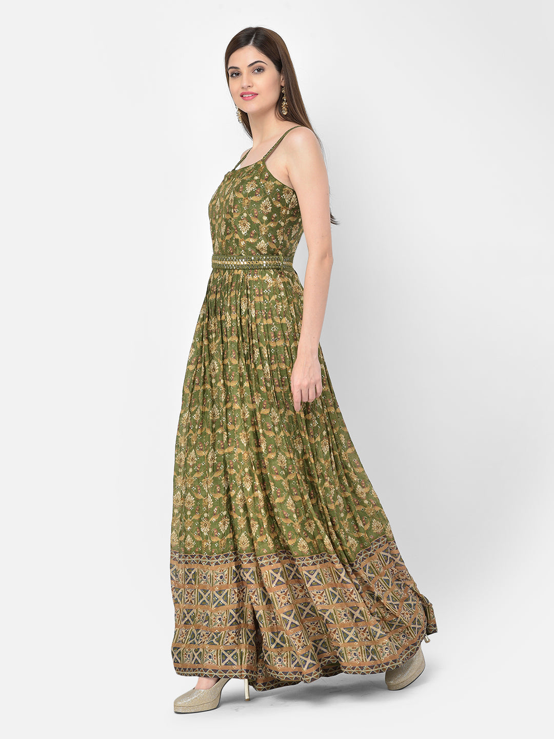 Neerus Multi georgette printed gown - detail view 11