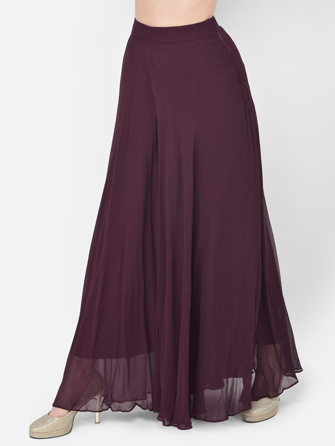 Neerus Maroon georgette embellished kurta set - detail view 3