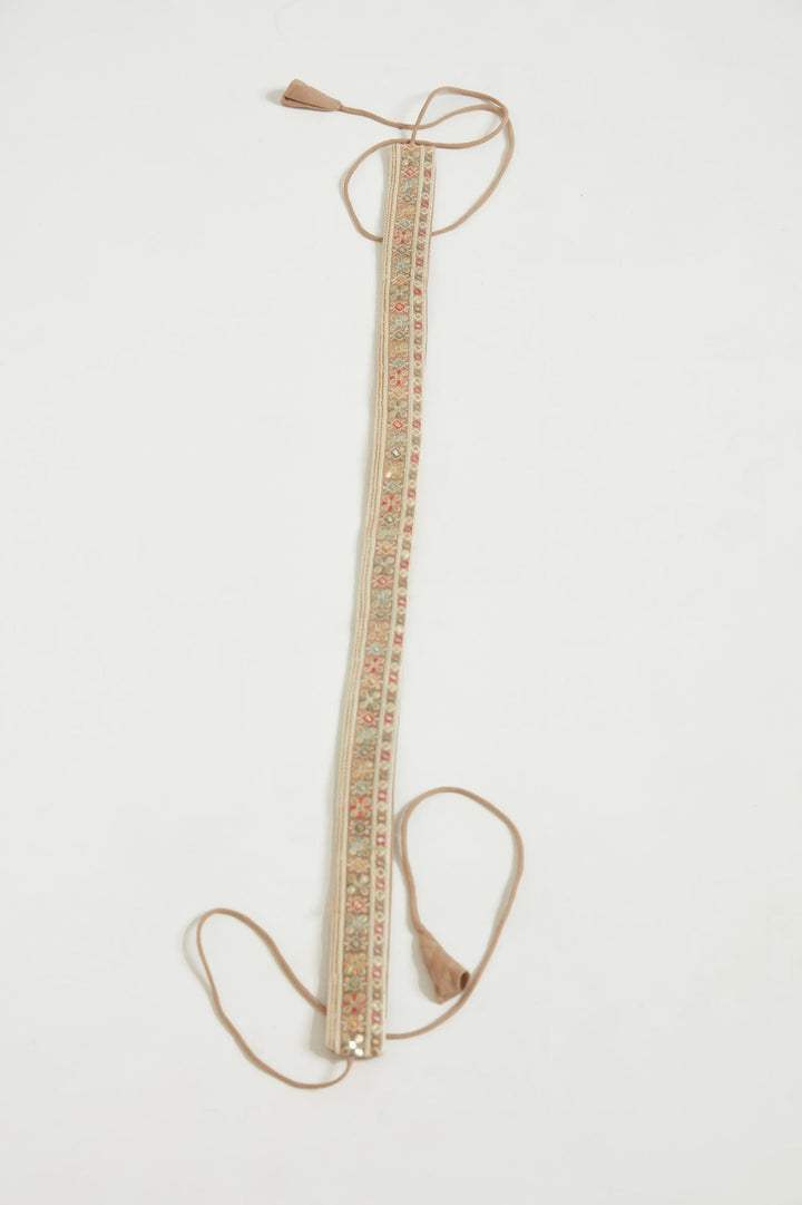 Neerus Beige georgette maxi gown - detail view 2