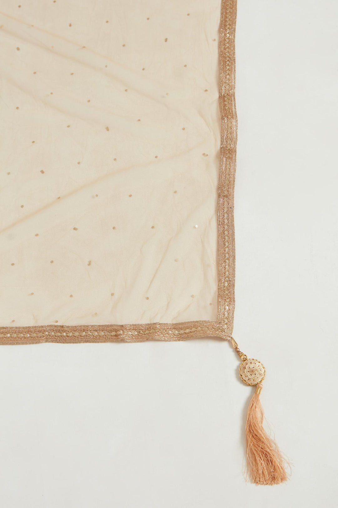 Neerus Beige georgette maxi gown - detail view 4
