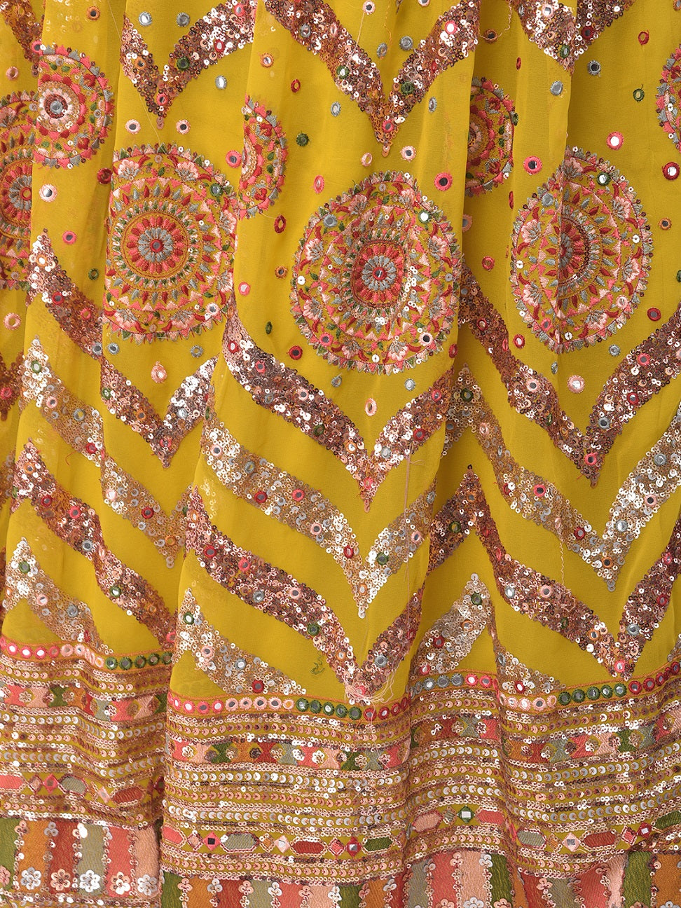 Neerus Yellow embellished flared lehenga set - detail view 2