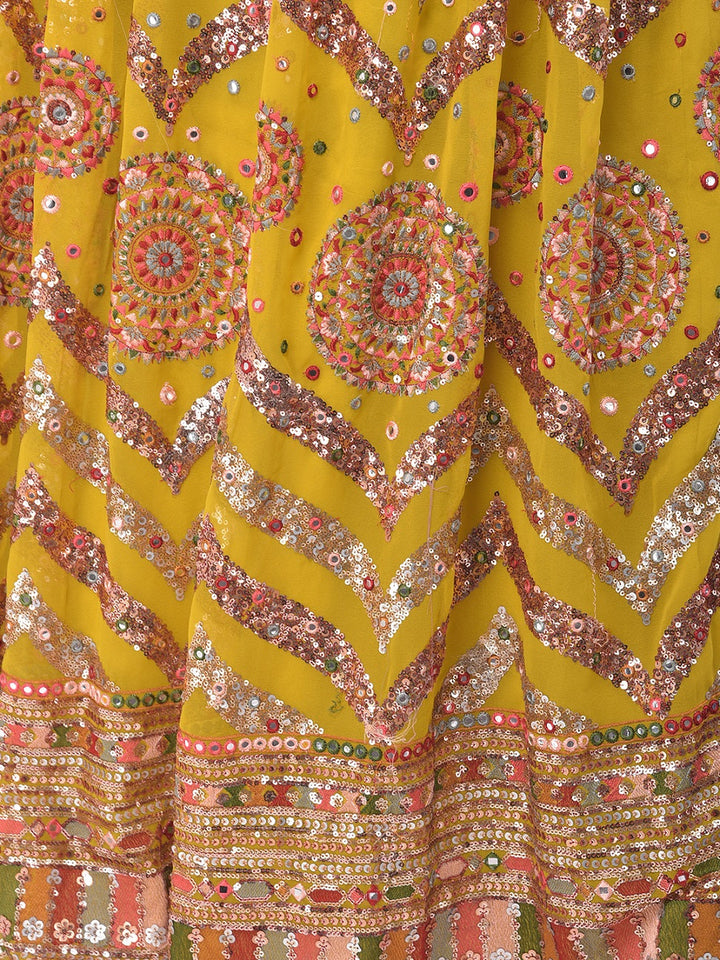 Neerus Yellow embellished flared lehenga set - detail view 2