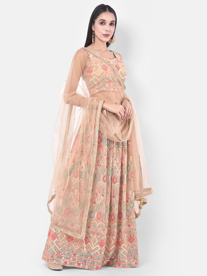 Neerus Orange embellished flared lehenga set - front view