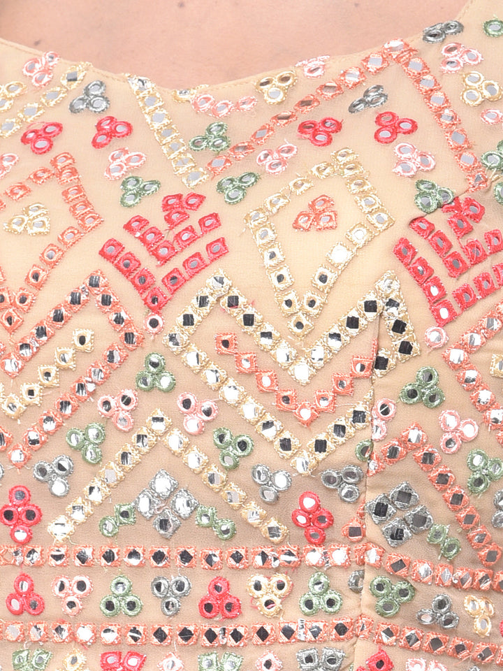 Neerus Orange embellished flared lehenga set - detail view 1