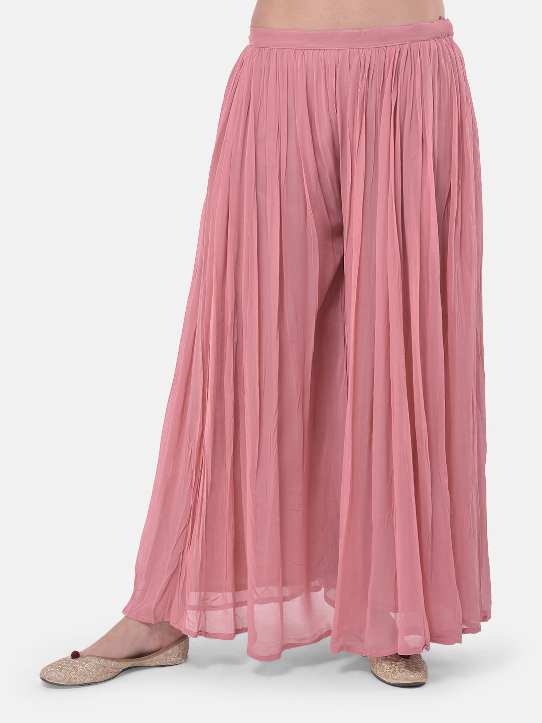 Neerus Orange embellished kurta set with palazzo and shrug - detail view 2