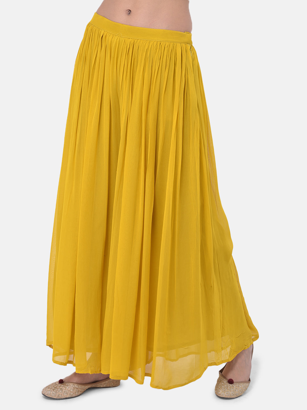 Neerus Yellow Embellished Kurta Set with Palazzo and Shrug - detail view 5