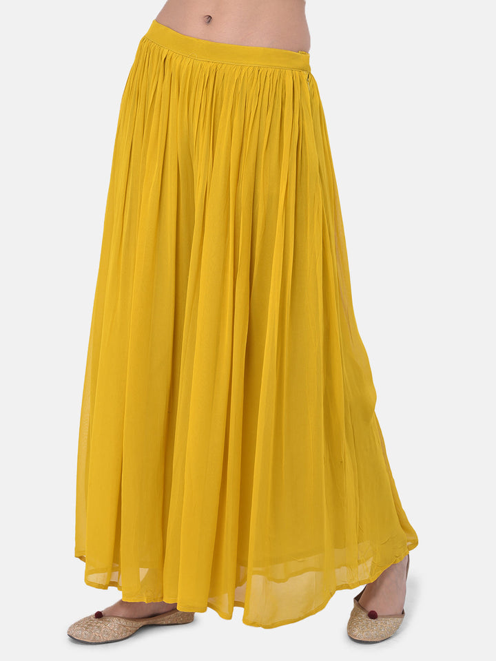 Neerus Yellow Embellished Kurta Set with Palazzo and Shrug - detail view 5