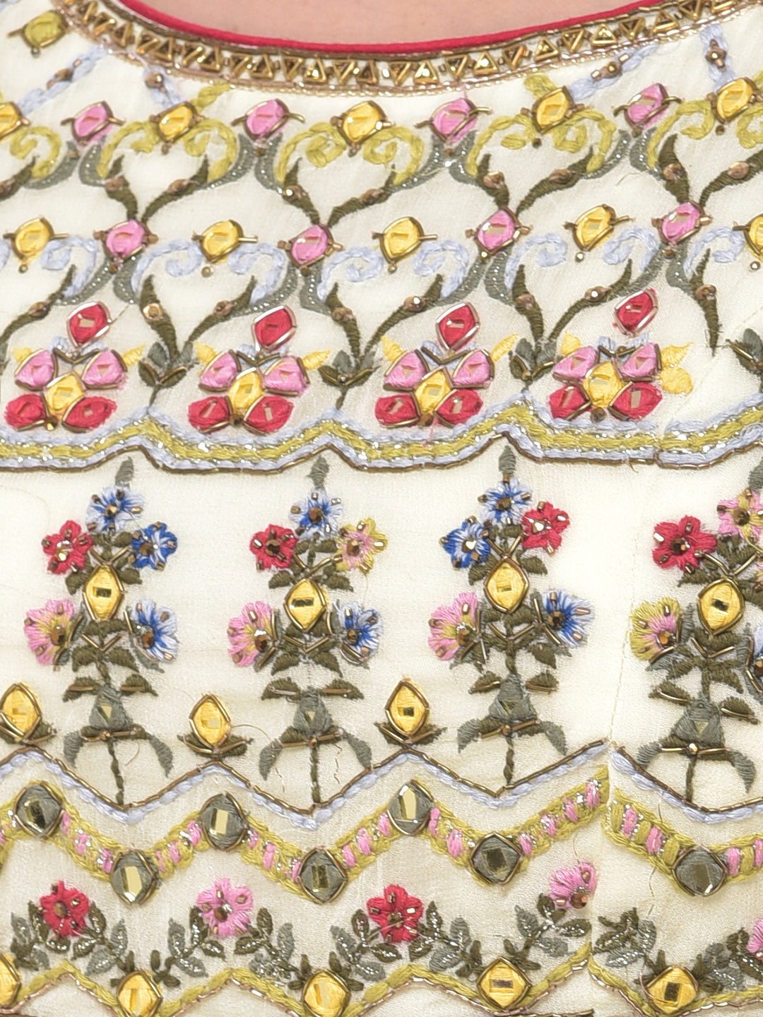 Neerus Yellow embroidered sharara set kurta dupatta - detail view 2