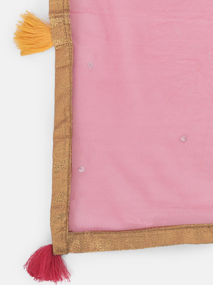 Neerus Yellow embroidered sharara set kurta dupatta - detail view 3