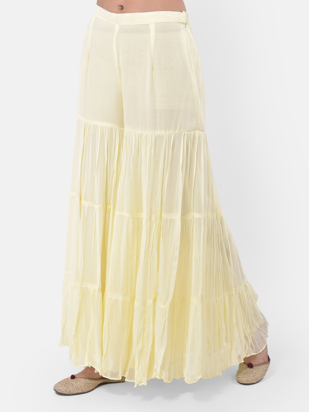 Neerus Yellow embroidered sharara set kurta dupatta - detail view 4