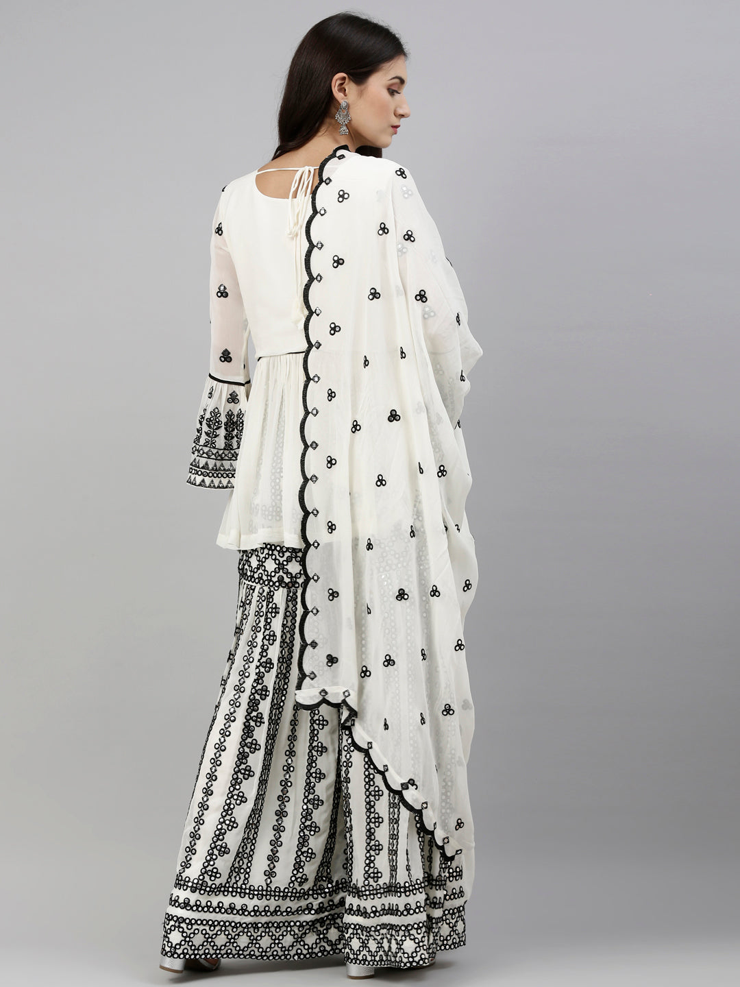 Neerus Beige cotton solid anarkali suit set - detail view 5