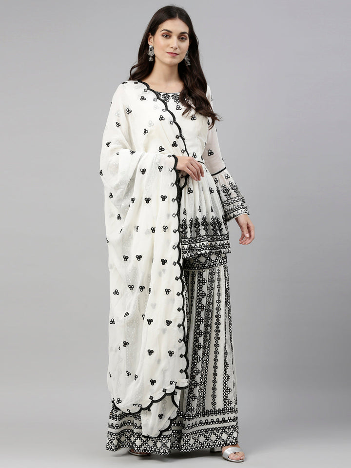 Neerus Beige cotton solid anarkali suit set - detail view 6