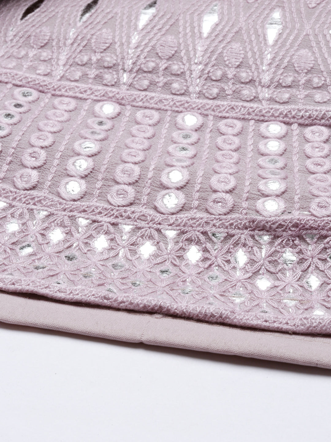 Neerus Pink georgette embroidered anarkali suit set - detail view 2