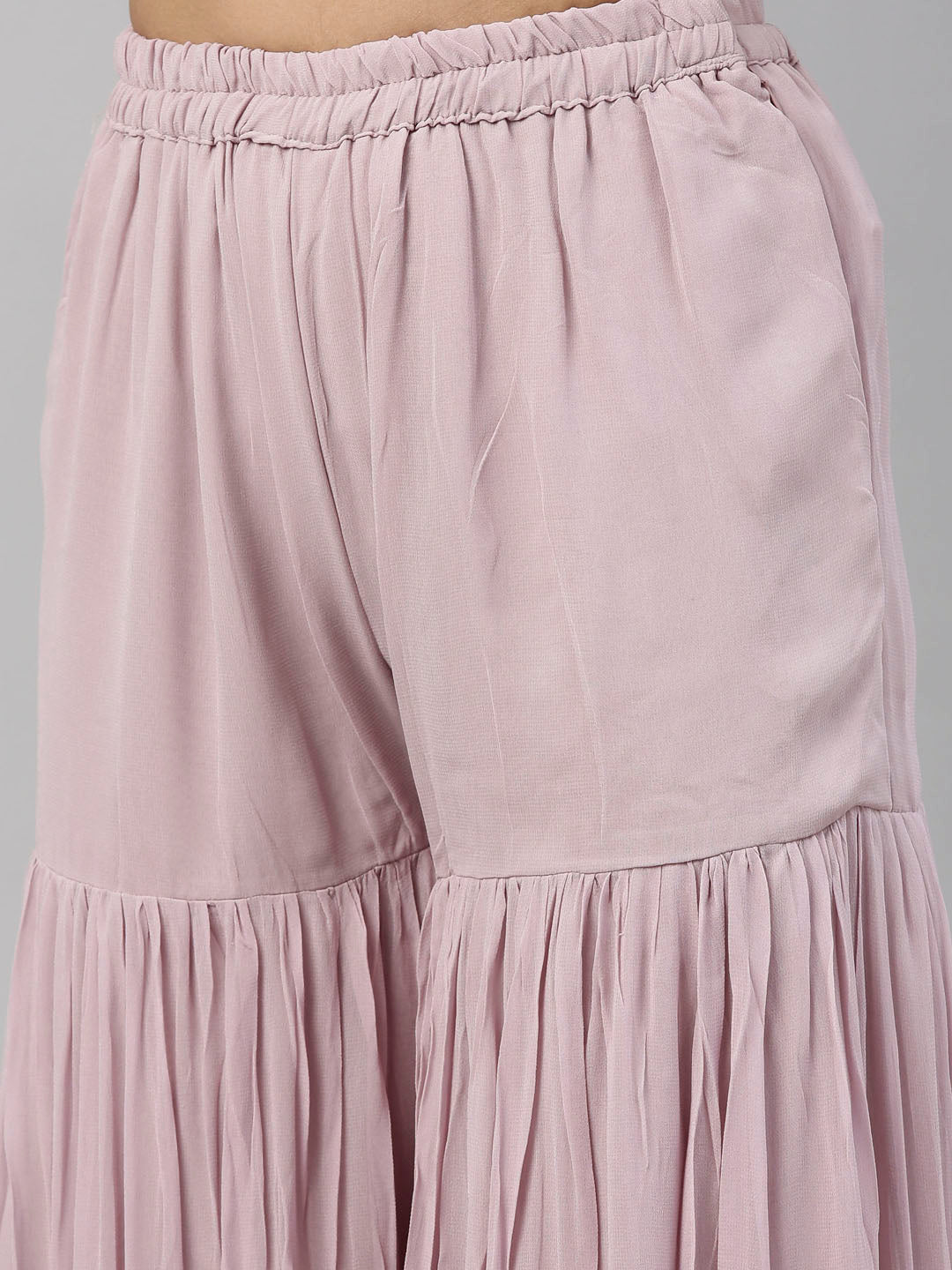 Neerus Pink georgette embroidered anarkali suit set - detail view 7