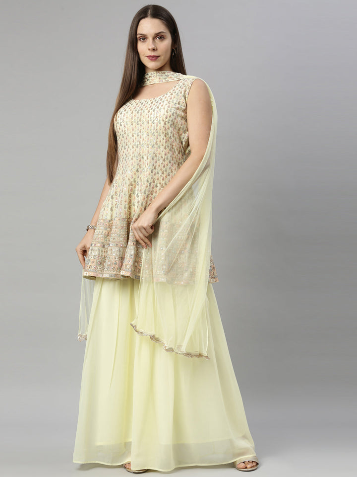 Neerus Yellow Georgette Printed Anarkali Suit Set - detail view 6