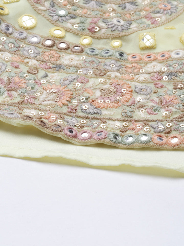 Neerus Yellow georgette anarkali suit set - detail view 5