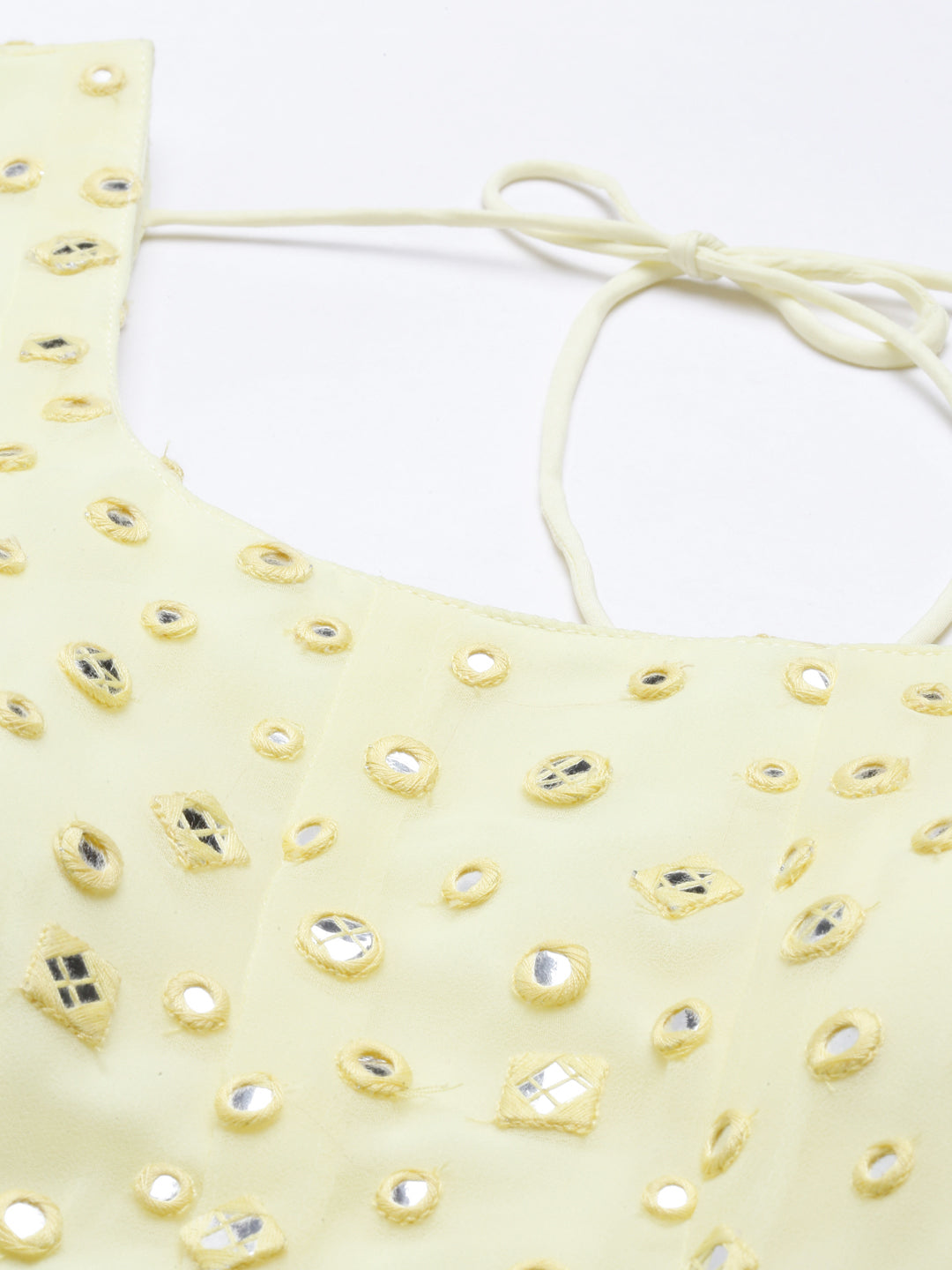Neerus Yellow georgette anarkali suit set - detail view 7