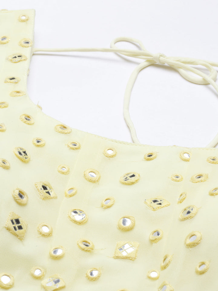 Neerus Yellow georgette anarkali suit set - detail view 7