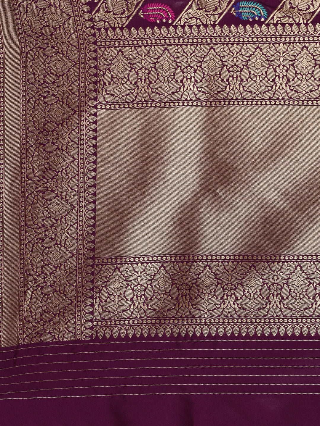 Neerus Maroon Banarasi woven saree - detail view 2