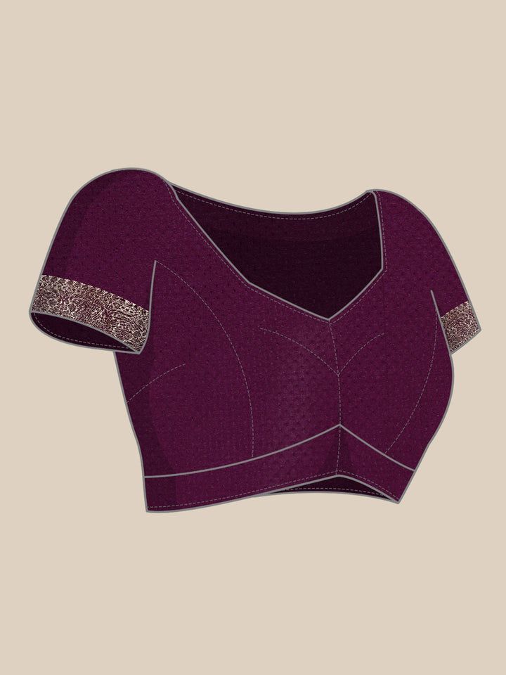 Neerus Maroon Banarasi woven saree - detail view 4