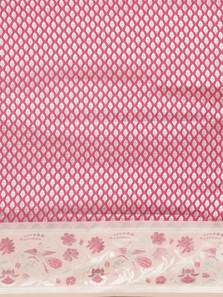 Neerus Pink Banarasi woven saree - side view