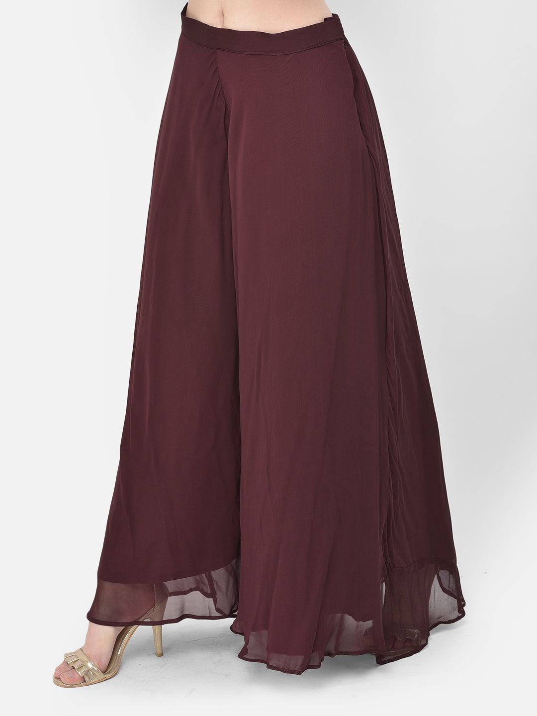 Neerus Maroon georgette peplum kurta set - detail view 4