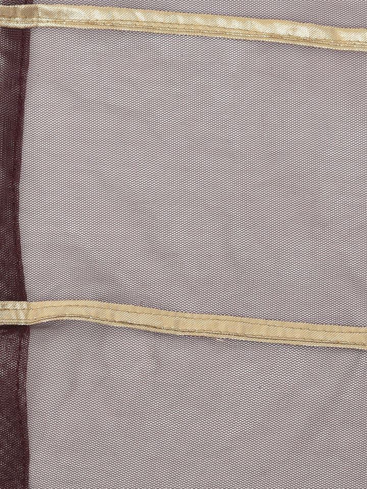 Neerus Maroon georgette peplum kurta set - detail view 5