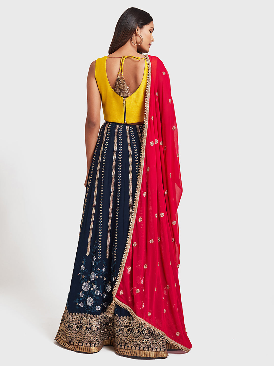 Neerus Blue Georgette Embellished Lehenga Ghagra Set - detail view 1