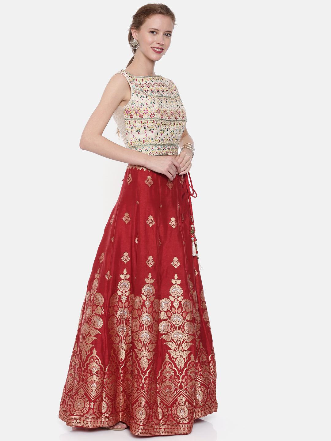 Neerus Beige Banarasi embroidered lehenga set - detail view 2